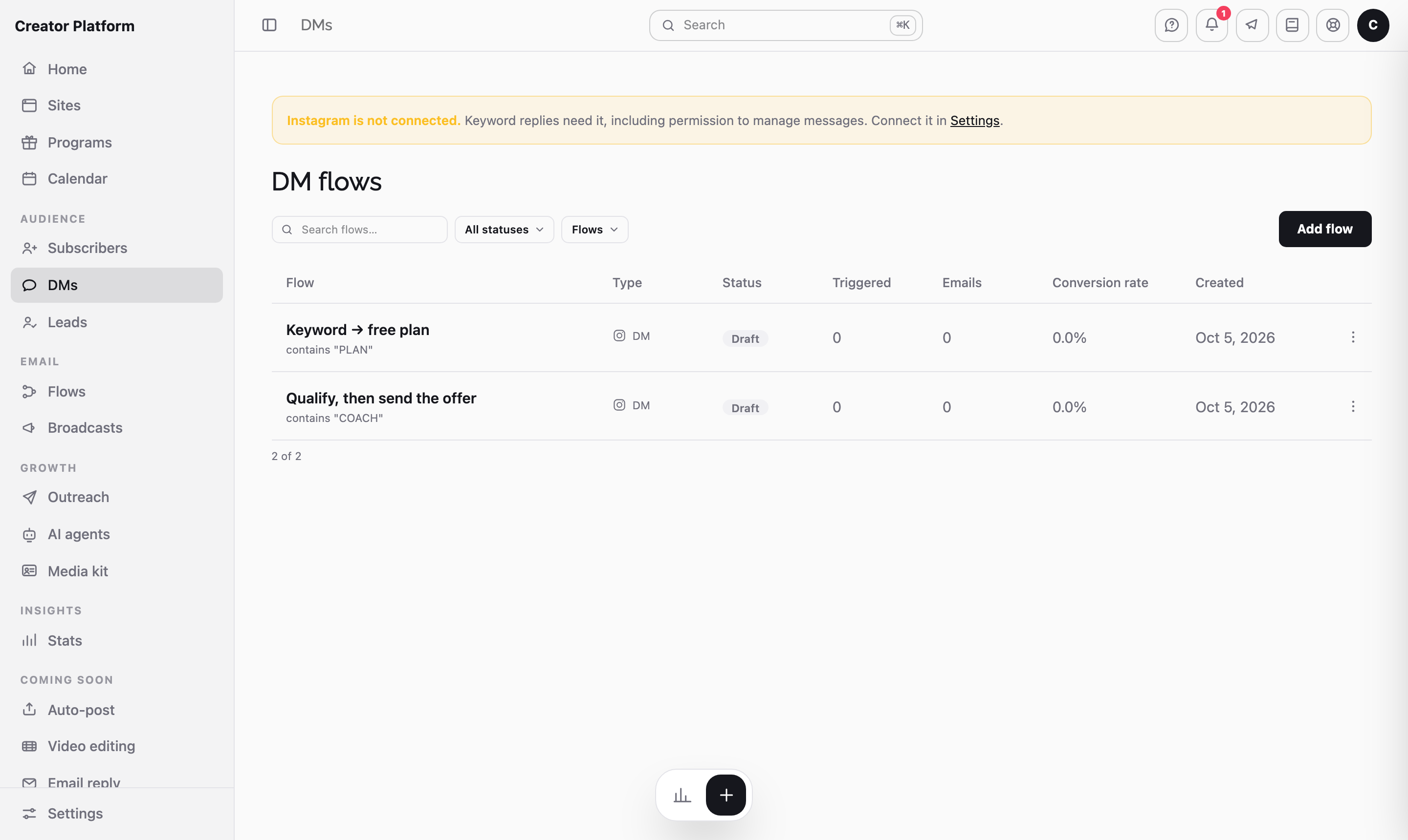 Grow an email list from Instagram in the app