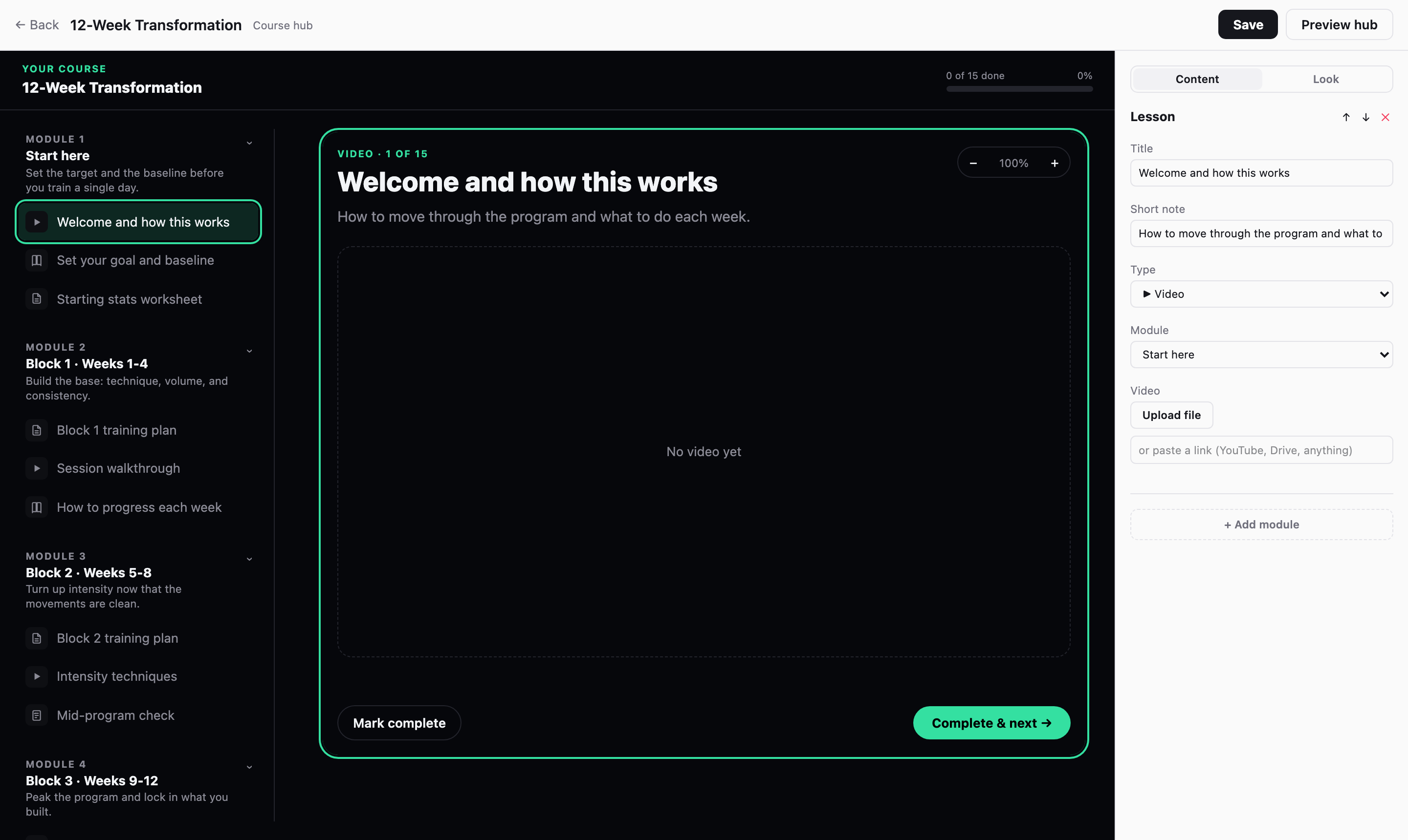 The course hub builder