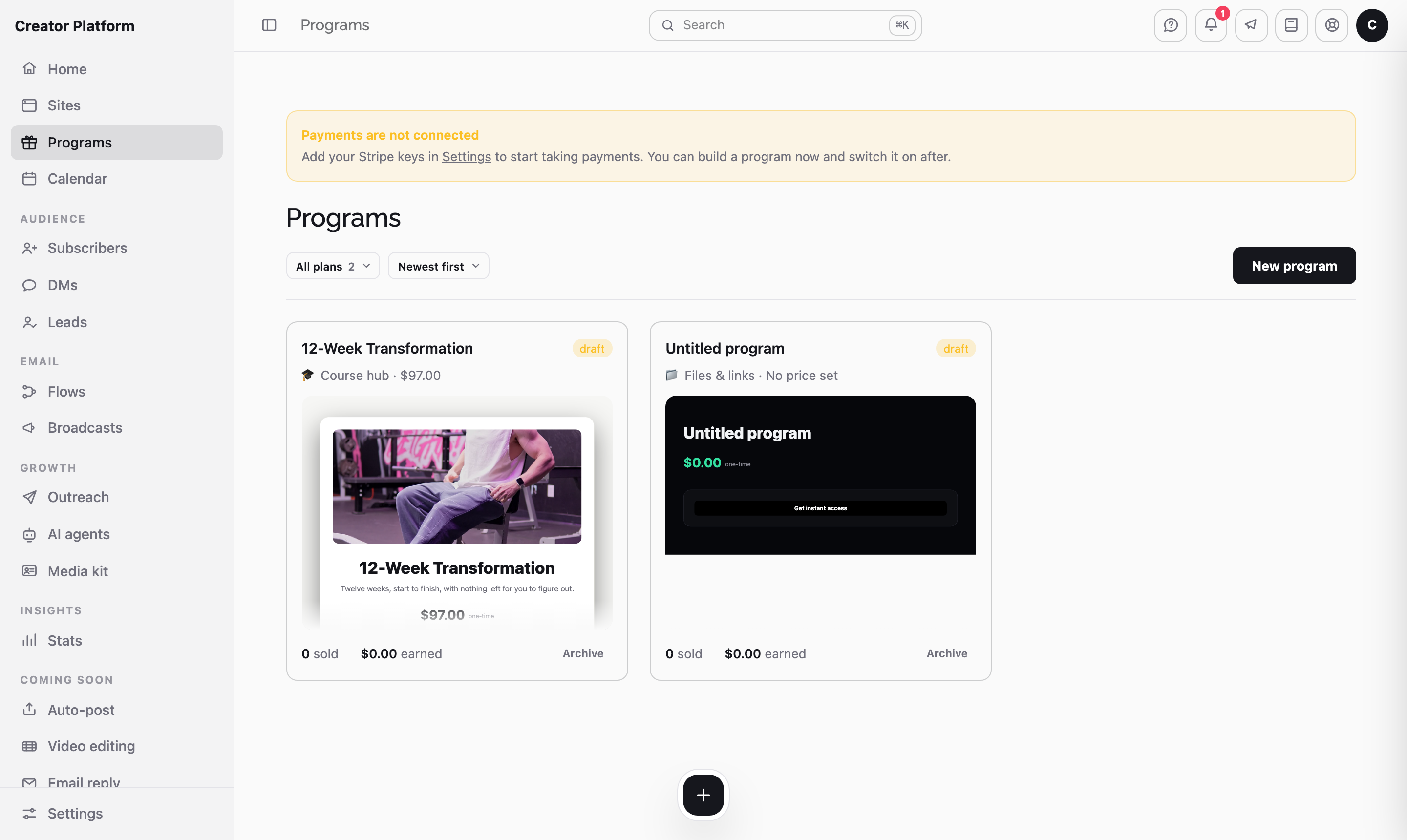 Sell a workout plan in the app